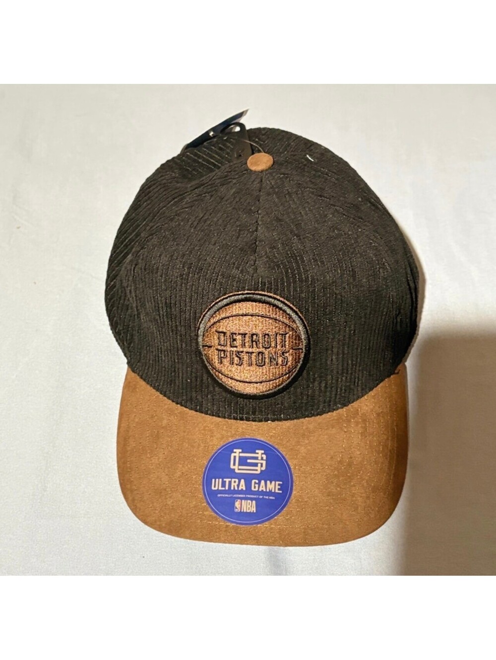 Vintage Detroit Pistons Hat Cap Ultra Game NBA Black Tan Snapback NWT